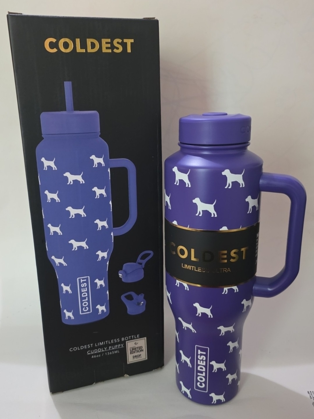 46oz Coldest Limitless Ultra Insulated Water Bottle — Cuddly Puppy